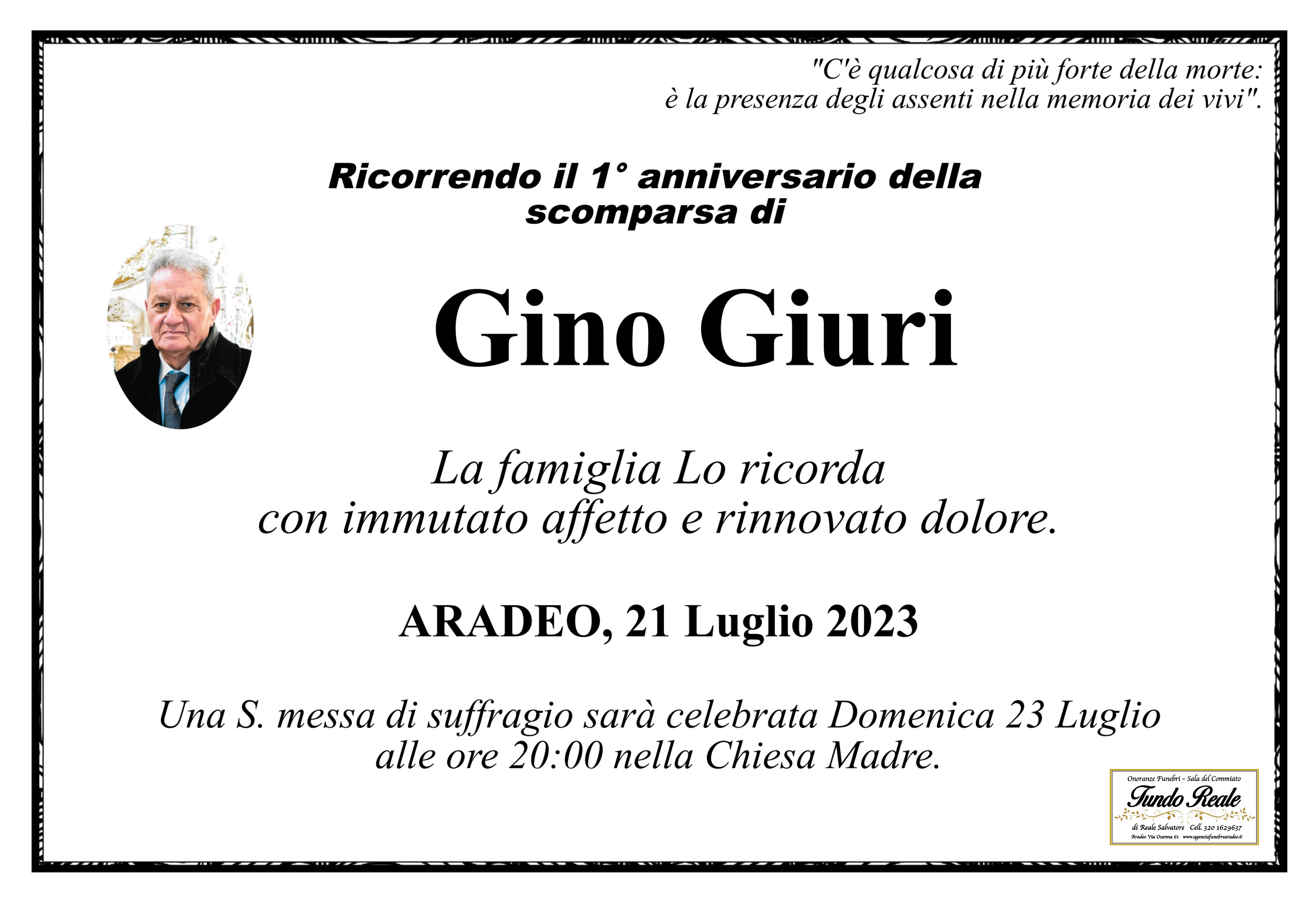 1° anniversario Gino Giuri